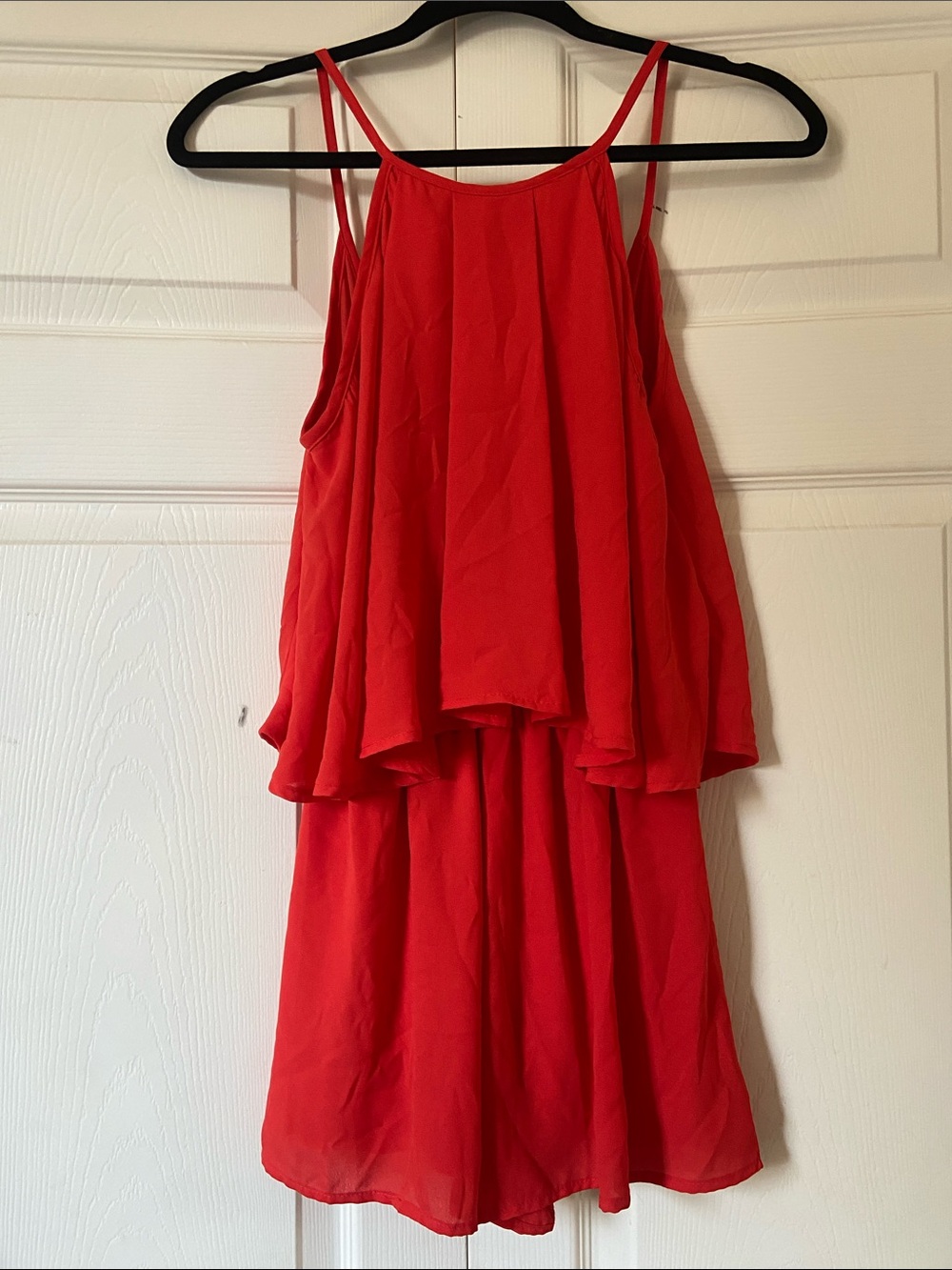 Red-Orange Game Day Layered Spaghetti Strap Women's Dress